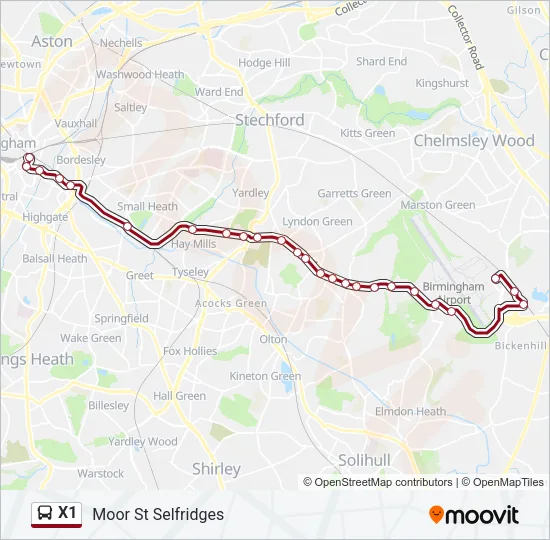 X1 Bus Line Map