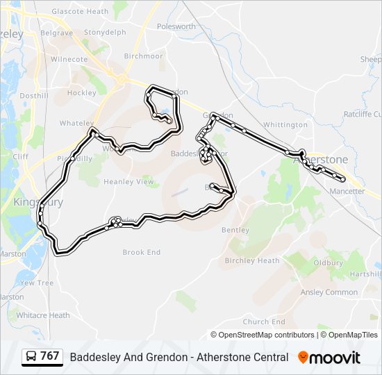 767 Bus Line Map