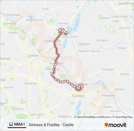 NMA1 Bus Line Map