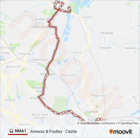 NMA1 Bus Line Map