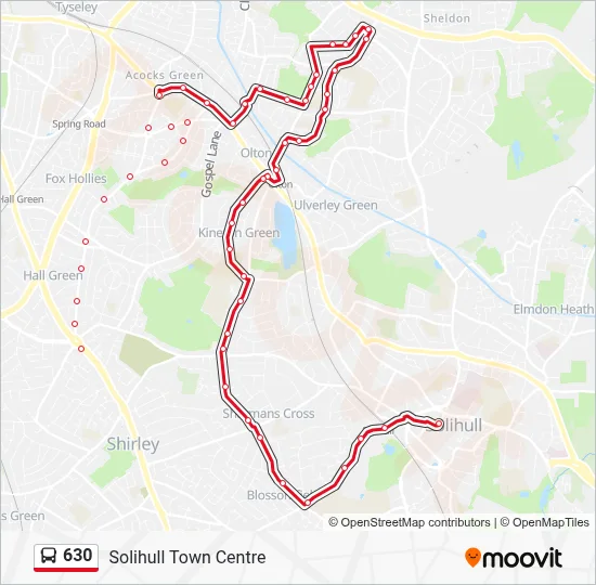 Hyron Hall Rd 630 Route: Schedules, Stops & Maps - Solihull Town Centre (Updated)
