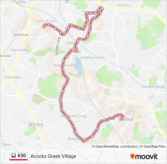 630 Route: Schedules, Stops & Maps - Acocks Green Village (Updated)