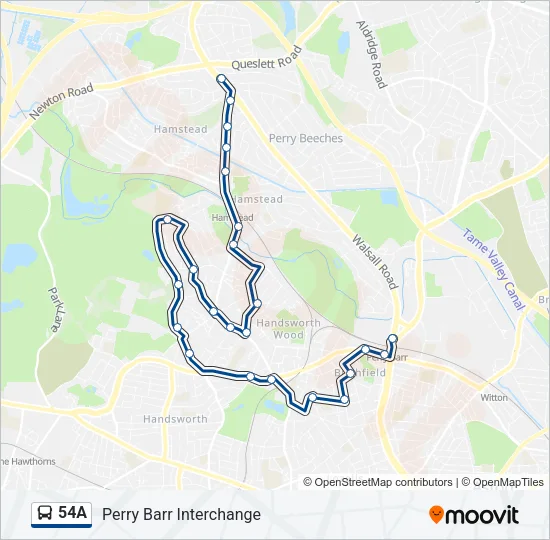 54A Bus Line Map