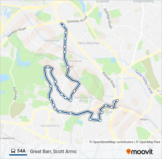54A Bus Line Map