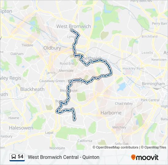 54 Bus Line Map