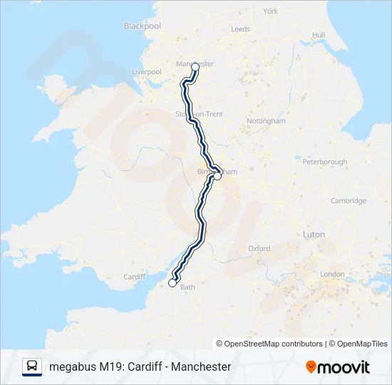 MEGABUS M19 Bus Line Map