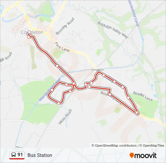 91 Bus Line Map