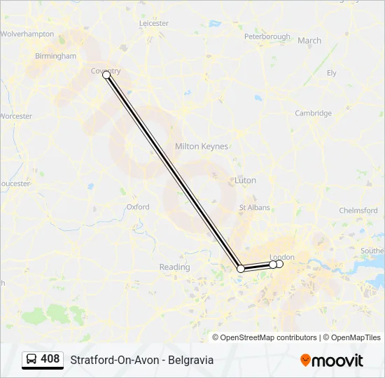 408 Route: Schedules, Stops & Maps - Coventry - Victoria, London (Updated)