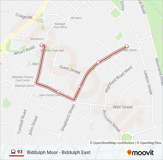 93 Bus Line Map