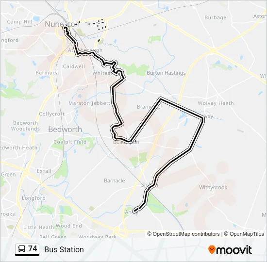 74 Bus Line Map