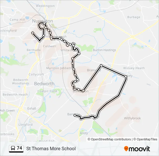 74 Bus Line Map