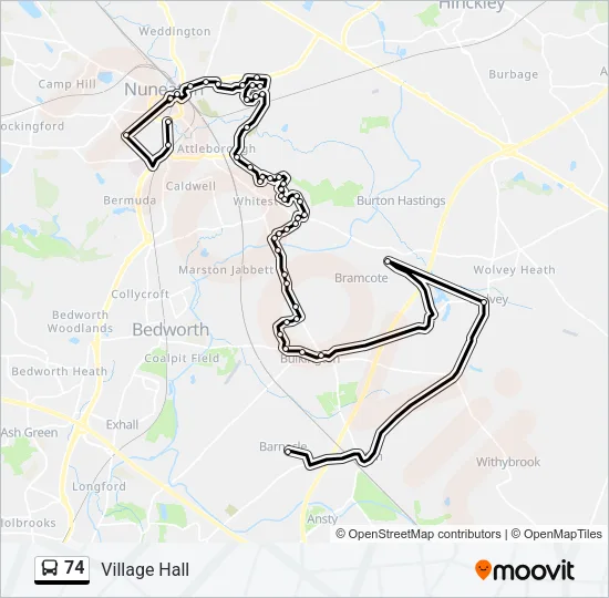 74 Bus Line Map