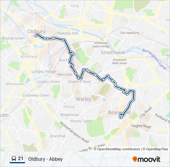 21 Bus Line Map