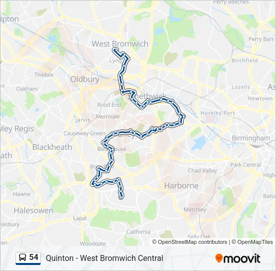 54 Bus Line Map