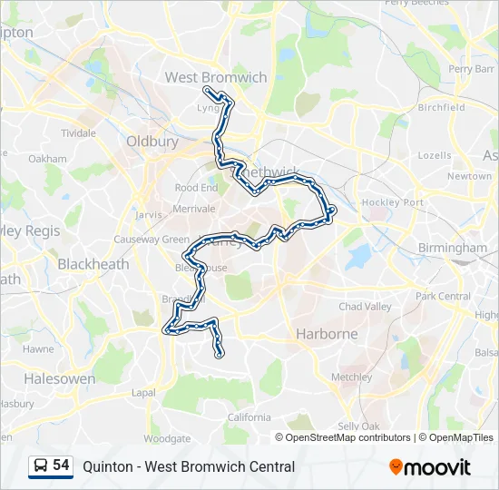 54 Bus Line Map