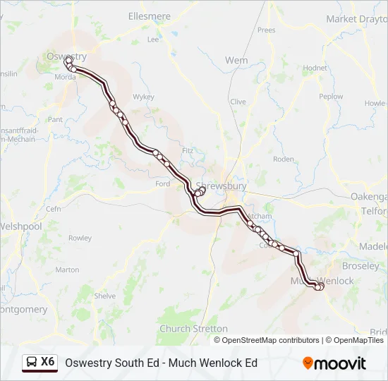 X6 Bus Line Map