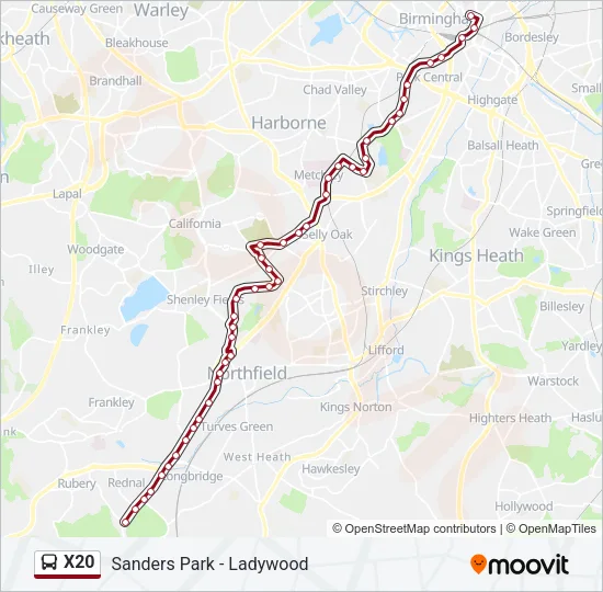 X20 Bus Line Map