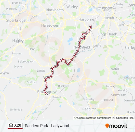 X20 Bus Line Map