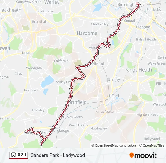 X20 Bus Line Map