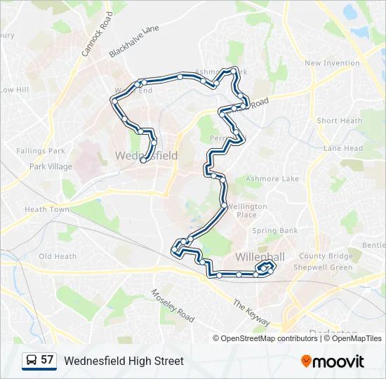57 Route: Schedules, Stops & Maps - Wednesfield High Street (Updated)