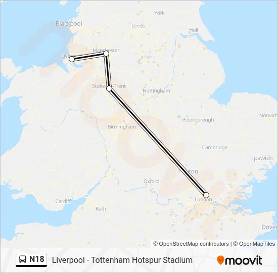 N18 Route: Schedules, Stops & Maps - Liverpool - Tottenham Hotspur ...