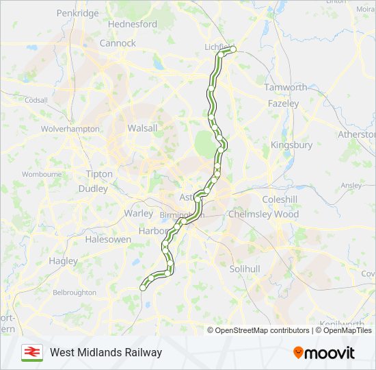 WEST MIDLANDS RAILWAY Train Line Map