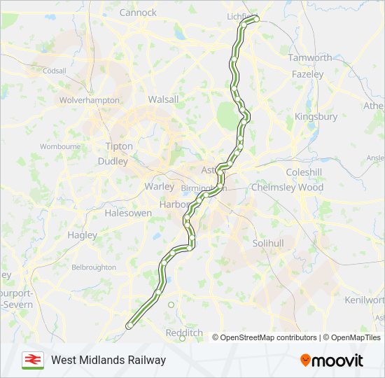 WEST MIDLANDS RAILWAY Train Line Map