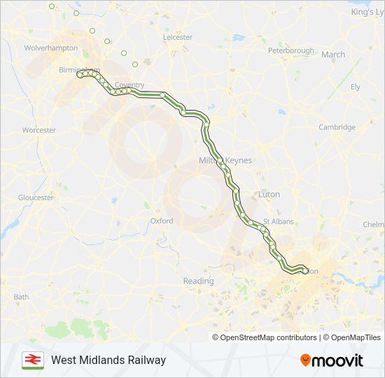 WEST MIDLANDS RAILWAY Train Line Map