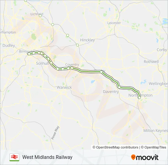 WEST MIDLANDS RAILWAY Train Line Map