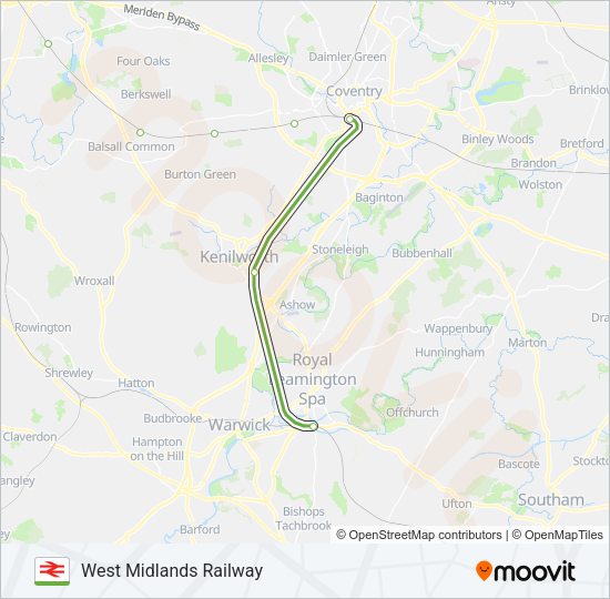 WEST MIDLANDS RAILWAY Train Line Map