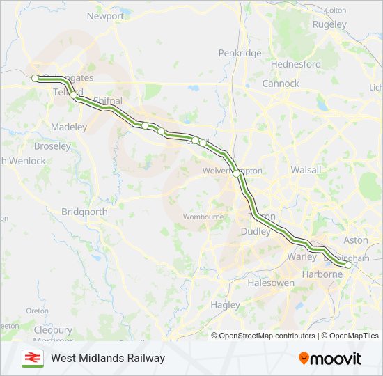 WEST MIDLANDS RAILWAY Train Line Map