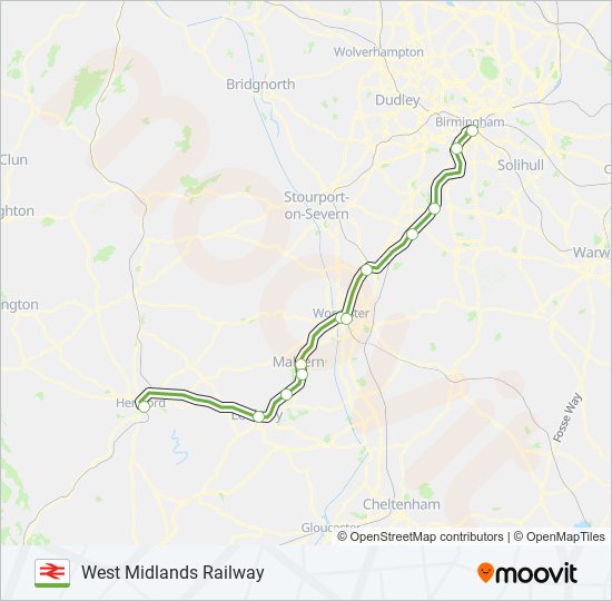 West Midlands Railway Route Schedules Stops And Maps Hereford Updated