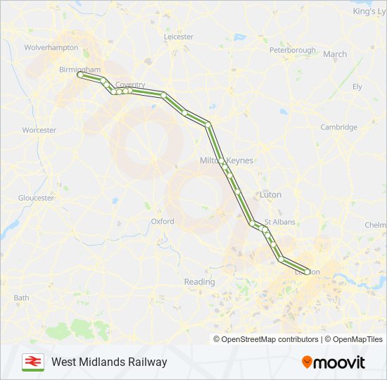 west midlands railway Route Schedules Stops Maps London