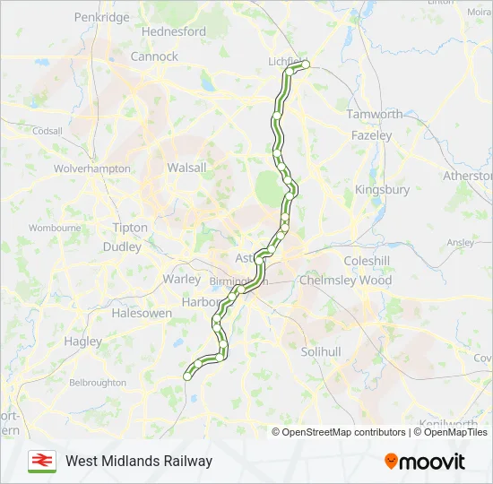 WEST MIDLANDS RAILWAY Train Line Map