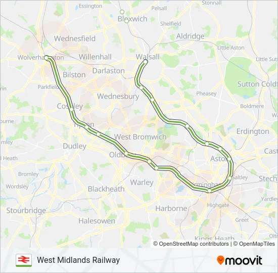 WEST MIDLANDS RAILWAY Train Line Map