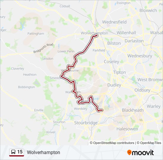 Bus 15 Route Map 15 Route: Schedules, Stops & Maps - Wolverhampton (Updated)