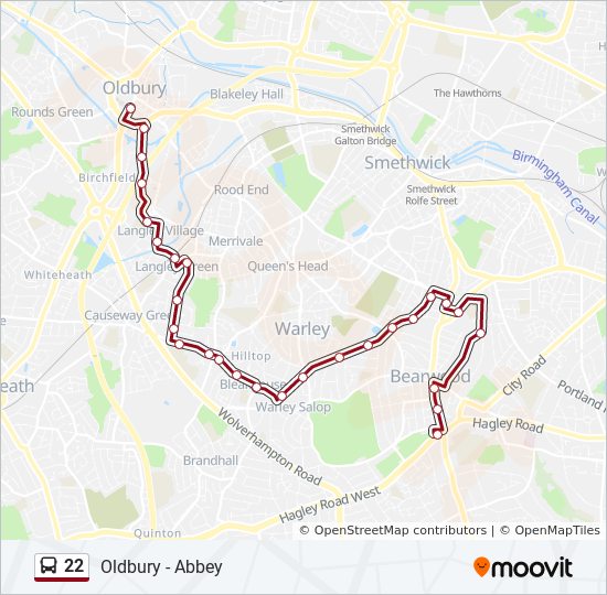 Bus 22 Route Map 22 Route: Schedules, Stops & Maps - Oldbury (Updated)