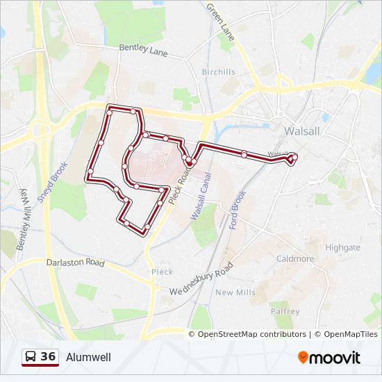 Bus 36 Route Map 36 Route: Schedules, Stops & Maps - Alumwell (Updated)