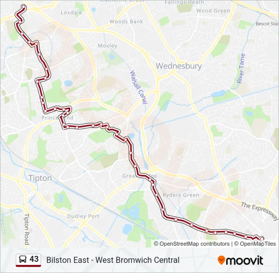 43 Bus Line Map