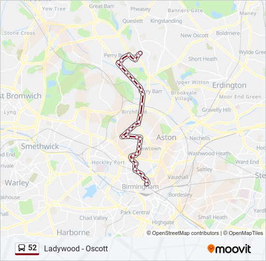 Bus 52 Route Map 52 Route: Schedules, Stops & Maps - Old Oscott (Updated)