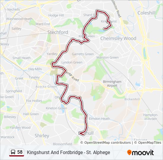 Bus 58 Route Map 58 Route: Schedules, Stops & Maps - Solihull (Updated)