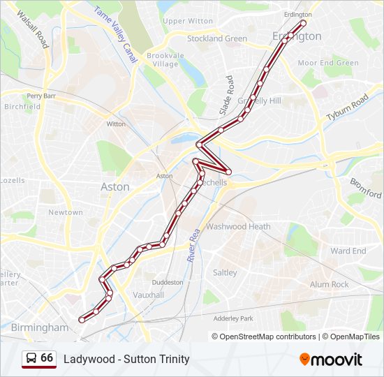 66 Route Schedules Stops Maps Erdington Updated 