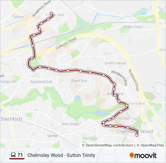 Bus 71 Route Map 71 Route: Schedules, Stops & Maps - Castle Vale (Updated)