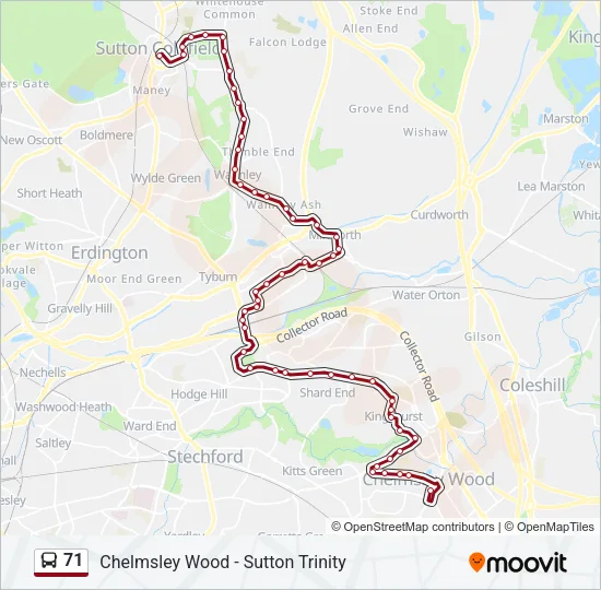 71 Bus Line Map
