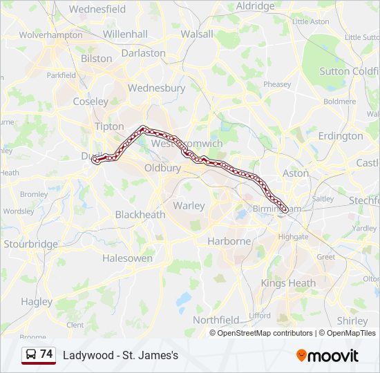 Bus 74 Route Map 74 Route: Schedules, Stops & Maps - Birmingham (Updated)