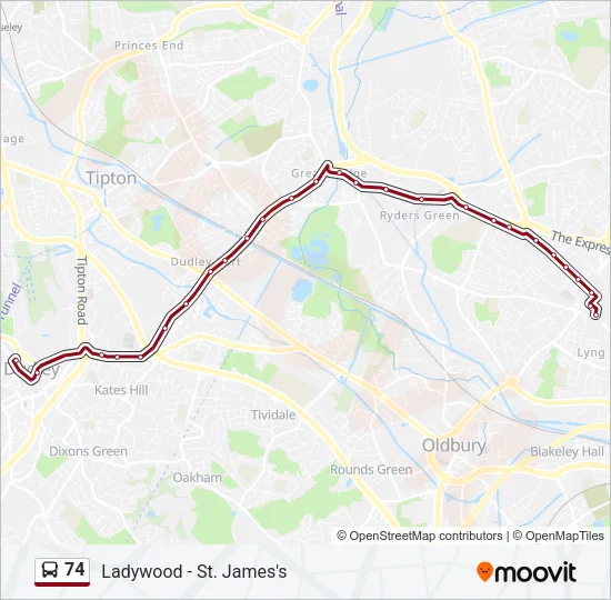 74 Bus Line Map
