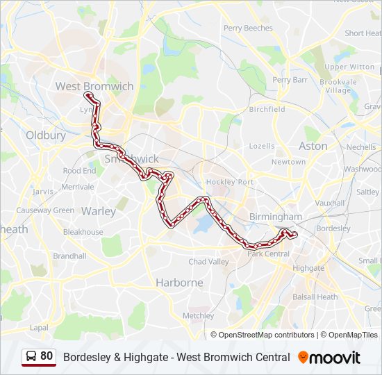 Bus 80 Route Map 80 Route: Schedules, Stops & Maps - Digbeth (Updated)