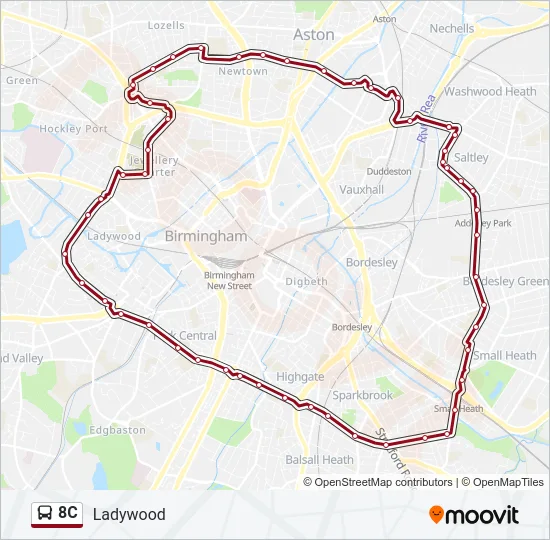 Show Me The Route 8C Route: Schedules, Stops & Maps - Ladywood (Updated)