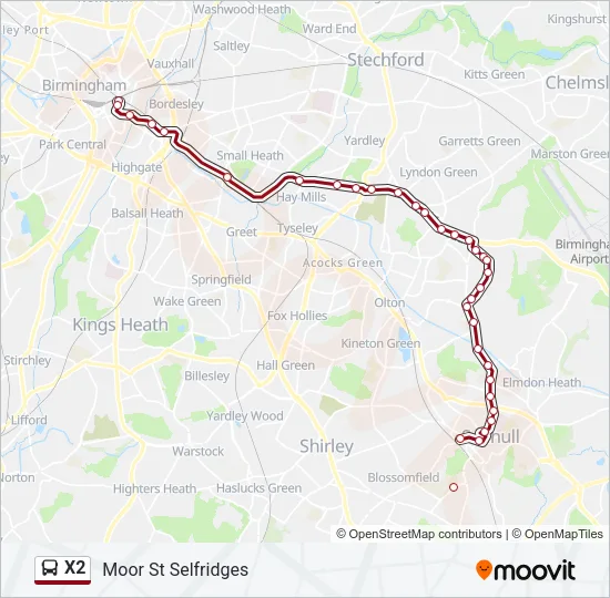 X2 Bus Line Map