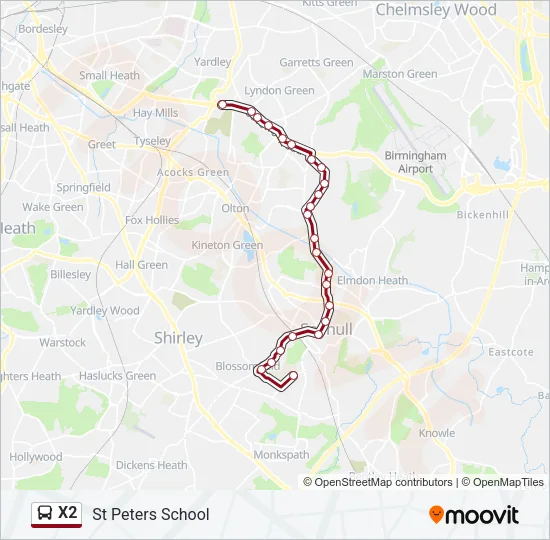 X2 Bus Line Map